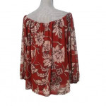 G by Giuliana On/Off Shoulder Rust , Taupe , Beige Mesh Knit Top **EUC