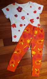 Girl’s Marese 2-pc (France) Pants/Top Floral Red/Orange/Yellow – Sz 6