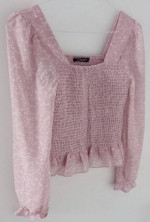 SIMPLEE CROPPED TOP BLOUSE WITH RUFFLE BOTTOM/CUFFS (size S)