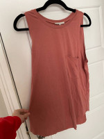 Coral Sleeveless Top with Front Pocket, New with Tags