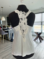 Mossimo White Lace Tank Top - Size Medium