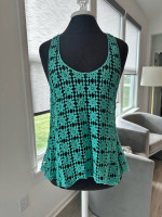 Deja Vu Teal Flower Embroidered Top - Size Medium