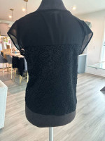 Black, sheer, embroidered top