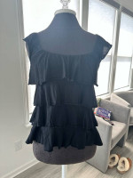 Black Ruffle Express Top