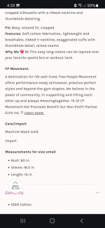 New Free People Cropped top size large