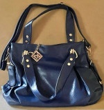 Faux Leather Shoulder Bag Tote Purse Fashion Top Handle Condition New Color, Blu
