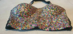 Vintage Womens Small Beaded Sequence Burlesque Dancer Halter Top Shirt