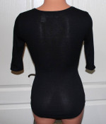 LIKE NEW! DKNY Jeans Size SMALL Black Fitted Ribbed Rhinestone Top