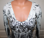 NEW! One World Pretty V-Neck Satin Trim Sublimation Babydoll Knit Top