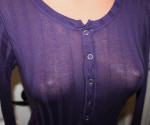 MICHAEL STARS Purple Fitted OSFA Long Sleeve Ribbed Henley Snap Top