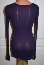 MICHAEL STARS Purple Fitted OSFA Long Sleeve Ribbed Henley Snap Top