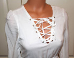NWT! White SIZE SMALL Lace Up Babydoll Peasant Blouse Boutique Top