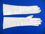 Antique Wedding Bridal Gloves Kid Leather Ivory Full Length 1950s XS