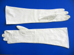 Antique Wedding Bridal Gloves Kid Leather Ivory Full Length 1950s XS