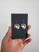 Silver-tone and rhinestone dangle earrings
