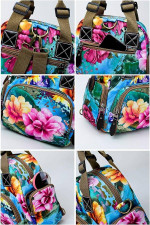 Womens Nylon Crossbody Bag Fashion Flower Printing Shoulder Purse