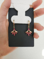 Gold-plated earrings with pink ruby stones