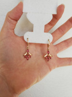 Gold-plated earrings with pink ruby stones