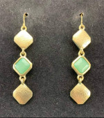 Gold and mint geometric dangle earrings