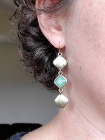 Gold and mint geometric dangle earrings