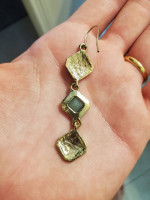 Gold and mint geometric dangle earrings