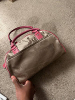 Coach 1941 Signature Collection, Brown and Pink Purse, Large 11.5x5x7