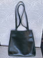 Vtg. ARTBAG Made in Italy Shoulder Tote Bag Handbag Dark Green Genuine