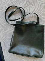 Vtg. ARTBAG Made in Italy Shoulder Tote Bag Handbag Dark Green Genuine