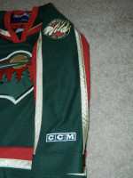 Vintage YOUTH CCM Minnesota Wild SEWN/Script Logo Jersey, Sz L/XL~MINT