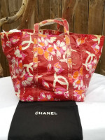 Chanel XL jumbo beach vinyl leather tote