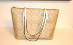 Authentic Coach Zip Top Tote In Signature Canvas