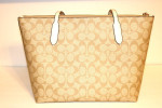 Authentic Coach Zip Top Tote In Signature Canvas