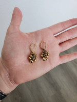 Gold-tone dangly cluster earrings