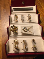 box of jewelry earrings necklace gold tone