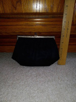 Vintage Ande' Black Satin Clutch Purse