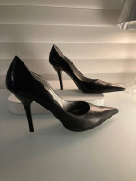 Smooth Black Kid Spike Heels