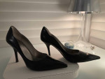 Smooth Black Kid Spike Heels