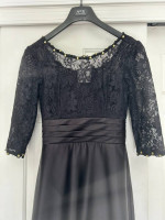 Satin black long dress
