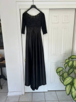 Satin black long dress