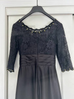 Satin black long dress