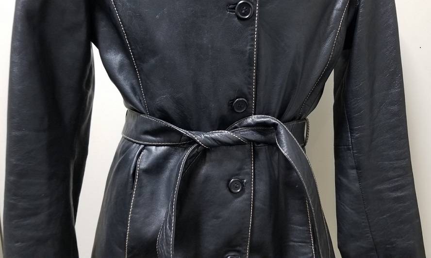 EXCELLED ALL SOFT LEATHER Belted Jacket Outline Stitch Sz L ZERO USE!