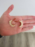 Pearl cluster half hoop earrings
