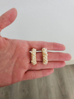 Pearl cluster half hoop earrings