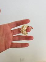 Pearl cluster half hoop earrings