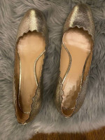 Chloé Lauren Scalloped Metallic Leather Pump