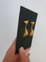 Brushed satin gold tone triangle dangle earrings