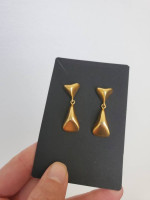 Brushed satin gold tone triangle dangle earrings