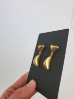 Brushed satin gold tone triangle dangle earrings