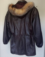 Damselle Images Finest Leather Coat Unzip-Fur-Collar Sz M Adjust-Waist