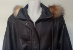 Damselle Images Finest Leather Coat Unzip-Fur-Collar Sz M Adjust-Waist
